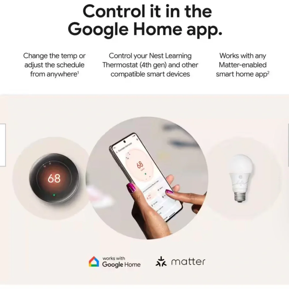 Google Nest Thermostat (Black) with Temperature Sensor